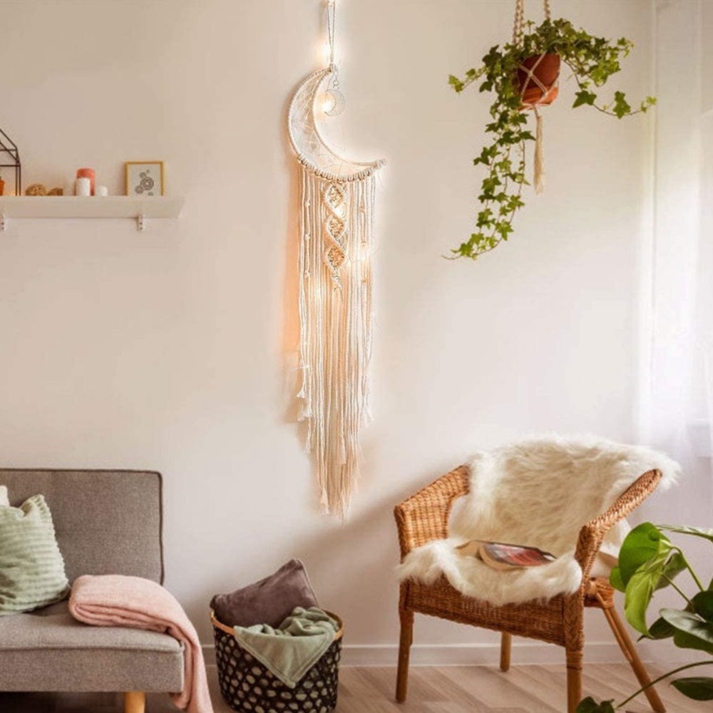 LAST 1 New Bohemian Macramé Lighted Hanging Moon - Picture 2 of 4